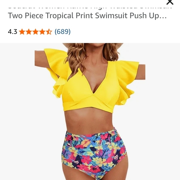 Sporlike Other - Yellow Floral Bikini Set